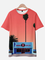 Cotton-Blend Abstract Crew Neck Shirts & Tops