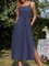 Leisure Split Hem Cotton Linen Hemp Suspender Dress