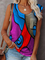 Crew neck abstract face print sleeveless T-shirt