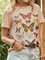 Butterfly Printed Short Sleeve Round-neck Casual T-Shirt