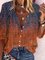 JFN Collar Floral Gradient Casual Blouse