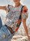 Printed Floral Cotton-Blend Short Sleeve Shirts & Tops