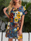 Geometric Floral Short Sleeve Scoop Neckline Casual Dresses