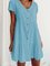 Holiday Blue Solid Button Up Cotton-Blend Mini Dresses