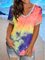 Ombre/tie-Dye Casual V Neck Shirts & Tops