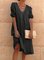 New Women Chic Plus Size Vintage Boho Hippie Holiday 3/4 Sleeve Plain Shift Casual Dresses