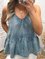 Denim Casual V Neck Shirts & Tops