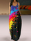 Vintage Multicolor Geometric Printed Plus Size Sleeveless Casual Dresses