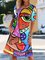 Printed Abstract Short Sleeve Casual Dresses