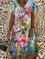 Casual Cotton-Blend Short Sleeve V Neck Dresses