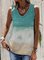 Sleeveless Ombre/tie-Dye Cotton-Blend Casual Vests