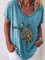 V Neck Animal Casual Short Sleeve Shirts & Tops