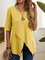 Cotton-Blend Short Tunic Sleeve Shirts & Blouses