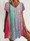 Tie-Dye Striped Printed Casual V Neck Dresses