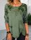 Printed Long Sleeve Tops With Irregular Bottom Hem