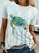 Turtles Short Sleeve Crew Neck Casual Shirts & Tops