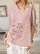Flower Printed V-neck Button Short Sleeve Casual T-Shirt