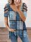 Short Sleeve Cotton-Blend Shift V Neck Shirts & Tops