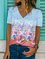Cotton-Blend Short Sleeve V Neck Shirts & Tops