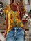 Crew Neck Shift Sunflower Short Sleeve Shirts & Tops