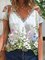 Floral Floral-print Shift Short Sleeve Casual Shirts & Tops