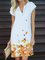 Summer Leisure Vacation Plant Pattern Leaf Print Casual Floral-Print Short Sleeve Dresses