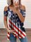 Shift Short Sleeve Cotton-Blend Flag Shirts & Tops