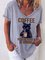 Shift Casual Letter Cotton-Blend Shirts & Tops