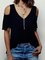 Cold Shoulder Plain V Neck Cotton-Blend Shirts & Tops