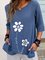 Floral Crew Neck Casual 3/4 Sleeve Shirts & Tops