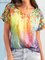 Floral Printed Casual V Neck Shirts & Tops