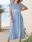 Short Sleeve V Neck Cotton-Blend Printed Dresses