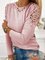 JFN Crew Neck Lace Cut-Out Causal T-Shirt/Tee