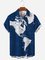 Mens Navigation Map Print Casual Lapel Pocket Short Sleeve Hawaiian Shirts