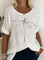 Round Neck Dragonfly Print Long-sleeved Loose Blouse