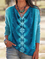 Casual Geometric Long Sleeve Cotton-Blend Shirts & Tops