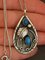 JFN Inlaid Turquoise antique dyed black feather Necklace