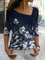 JFN Asymmetrical V Neck Floral Vacation T-Shirt/Tee