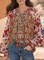 Long Sleeve Printed Boho Retro Floral Shirts & Tops
