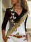 JFN V Neck Butterfly Colorblock Causal Shirt