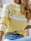 Yellow Striped Long Sleeve Round Neck Casual Sweater