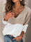 JFN V Neck Colorblock Casual Sweater
