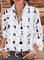Cute Cat Cotton-Blend Long Sleeve Shift Shirts & Tops