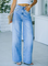 JFN Wide Leg Solid Causal Jeans