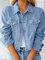 New cotton blend solid denim jacket long sleeve top
