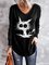 Cartoon cat print casual long sleeve Shirts & Tops