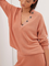 Winter V Neck Plain Suit Set