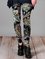 Floral Printed Vintage Elastic Waist Skinny Pants