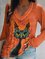 Cat Animal Casual Regular Fit V Neck Shirts & Tops
