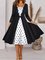 Cotton Blends Casual V Neck Polka Dots Knitting Dress